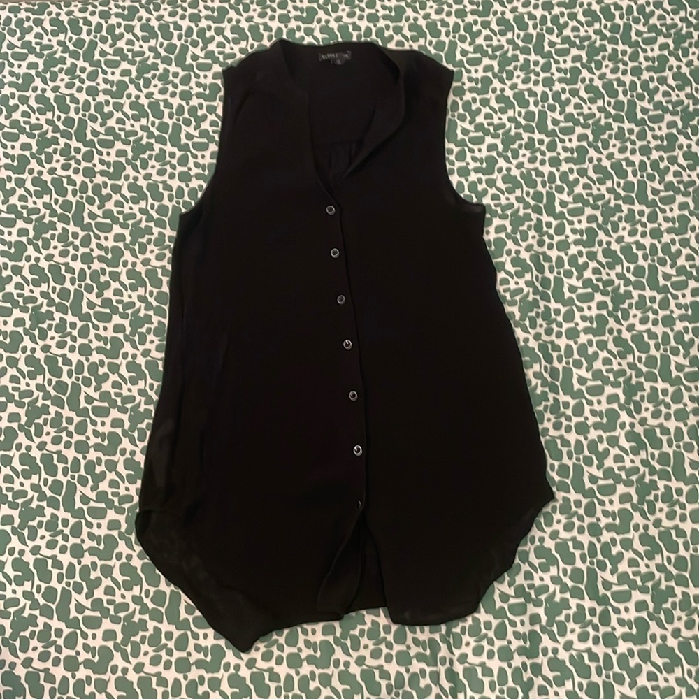 Eileen Fisher Silk Button Down V Neck Top